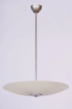 Tschechischer Bauhaus Kronleuchter aus Chrom, Stahl und Milchglas, 1940er