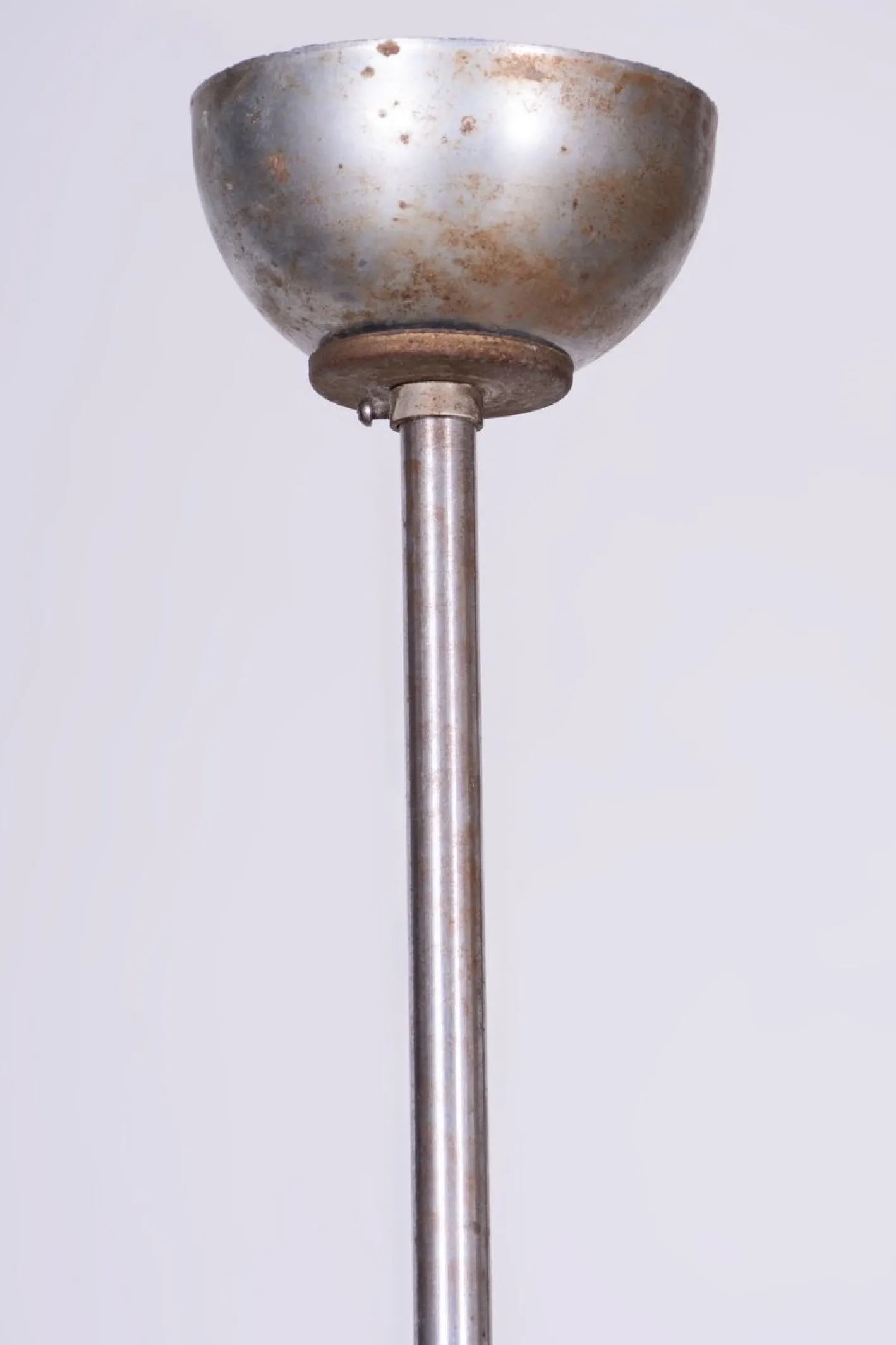 Tschechischer Bauhaus Kronleuchter aus Chrom, Stahl und Milchglas, 1940er