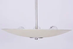 Tschechischer Bauhaus Kronleuchter aus Chrom, Stahl und Milchglas, 1940er