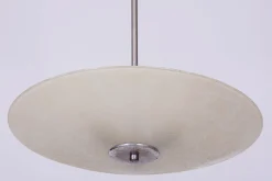 Tschechischer Bauhaus Kronleuchter aus Chrom, Stahl und Milchglas, 1940er