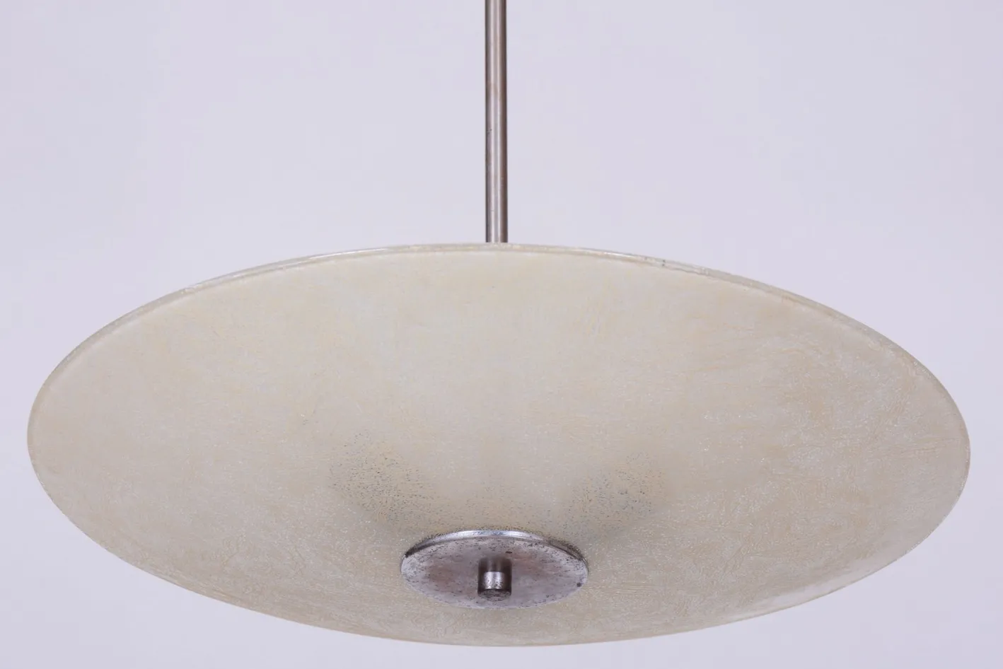 Tschechischer Bauhaus Kronleuchter aus Chrom, Stahl und Milchglas, 1940er