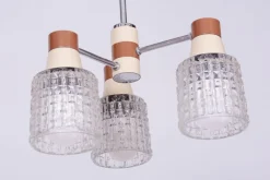 Tschechischer Mid-Century Kronleuchter aus Stahl & Glas von Drukov, 1970er