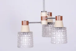 Tschechischer Mid-Century Kronleuchter aus Stahl & Glas von Drukov, 1970er