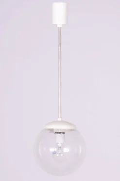 Tschechischer Mid-Century Kronleuchter aus verchromtem Stahl, Kunststoff & Glas, 1960er