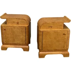 Tschechoslowakische Art Deco Nachttische, 1937, 2er Set