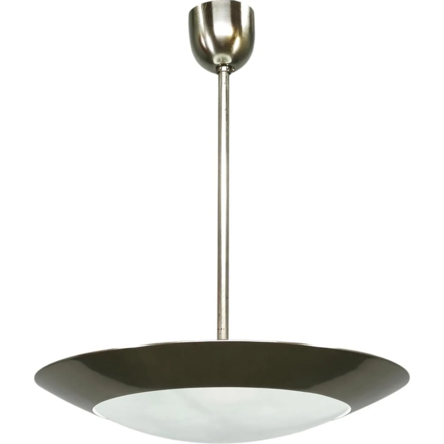 Tschechoslowakische Bauhaus Hängelampe aus Chrom & Glas, 1930er