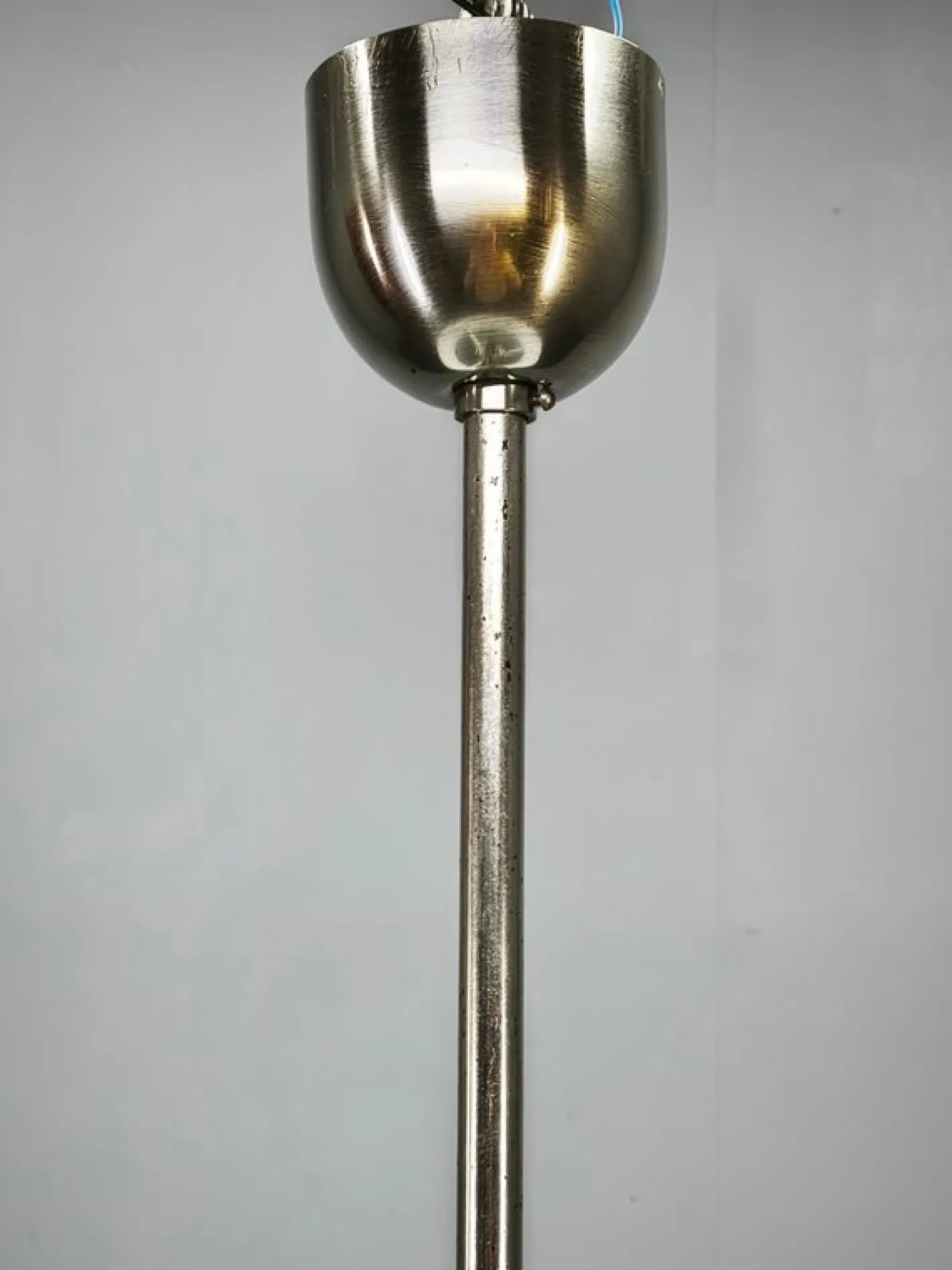 Tschechoslowakische Bauhaus Hängelampe aus Chrom & Glas, 1930er