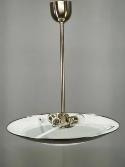 Tschechoslowakische Bauhaus Hängelampe aus Chrom & Glas, 1930er