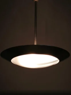 Tschechoslowakische Bauhaus Hängelampe aus Chrom & Glas, 1930er