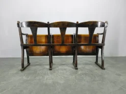 Tschechoslowakische Vintage Kinobank aus Buchenholz, 1920er
