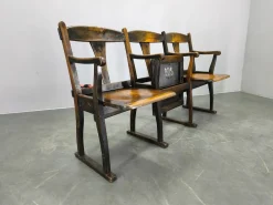 Tschechoslowakische Vintage Kinobank aus Buchenholz, 1920er