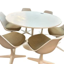 Tulip Esszimmer Set mit rundem Säulentisch und Drehstühlen von Maurice Burke für Arkana, 1960er, 7er Set