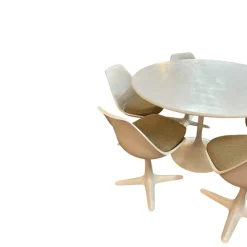 Tulip Esszimmer Set mit rundem Säulentisch und Drehstühlen von Maurice Burke für Arkana, 1960er, 7er Set