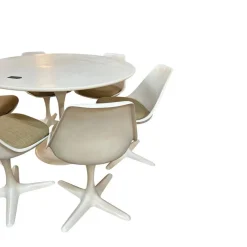Tulip Esszimmer Set mit rundem Säulentisch und Drehstühlen von Maurice Burke für Arkana, 1960er, 7er Set