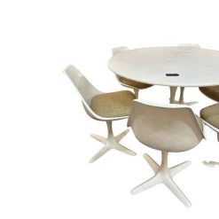 Tulip Esszimmer Set mit rundem Säulentisch und Drehstühlen von Maurice Burke für Arkana, 1960er, 7er Set