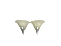 Tulpenförmige Art Deco Wandlampen aus Albaster, 1970er, 2er Set