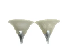 Tulpenförmige Art Deco Wandlampen aus Albaster, 1970er, 2er Set