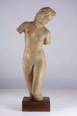 Ugo Zaccagnini, Art Deco Skulptur einer nackten Frau, 1930er, Steingut