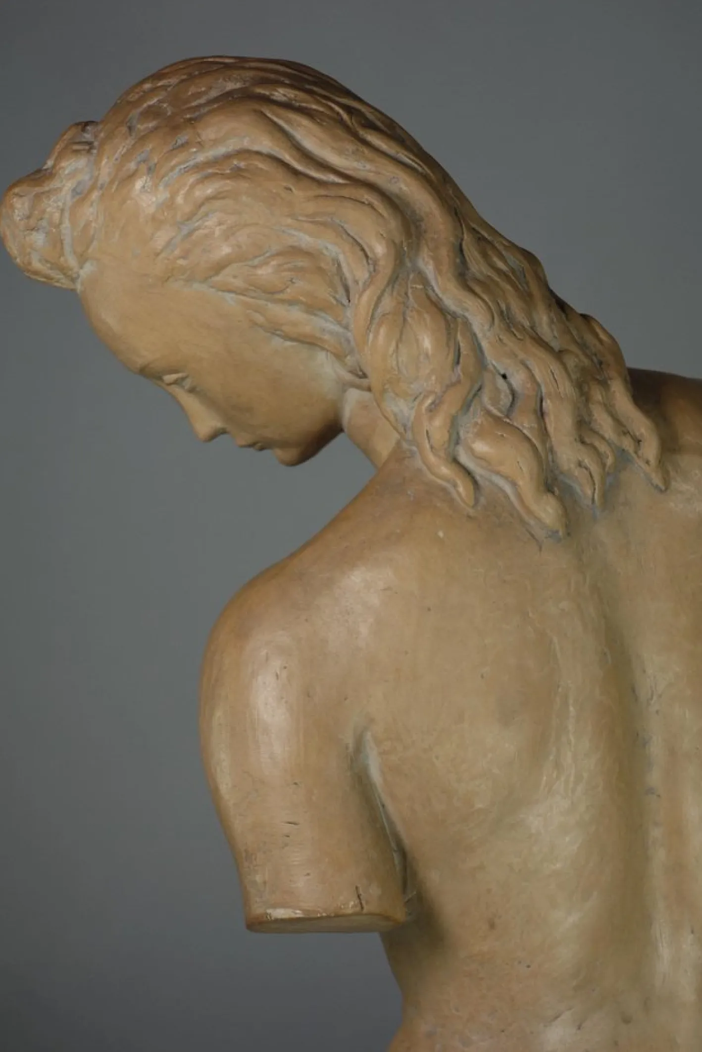 Ugo Zaccagnini, Art Deco Skulptur einer nackten Frau, 1930er, Steingut