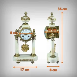 Uhr aus Marmor & Bronze im Louis XVI Stil von Mougin, 1889