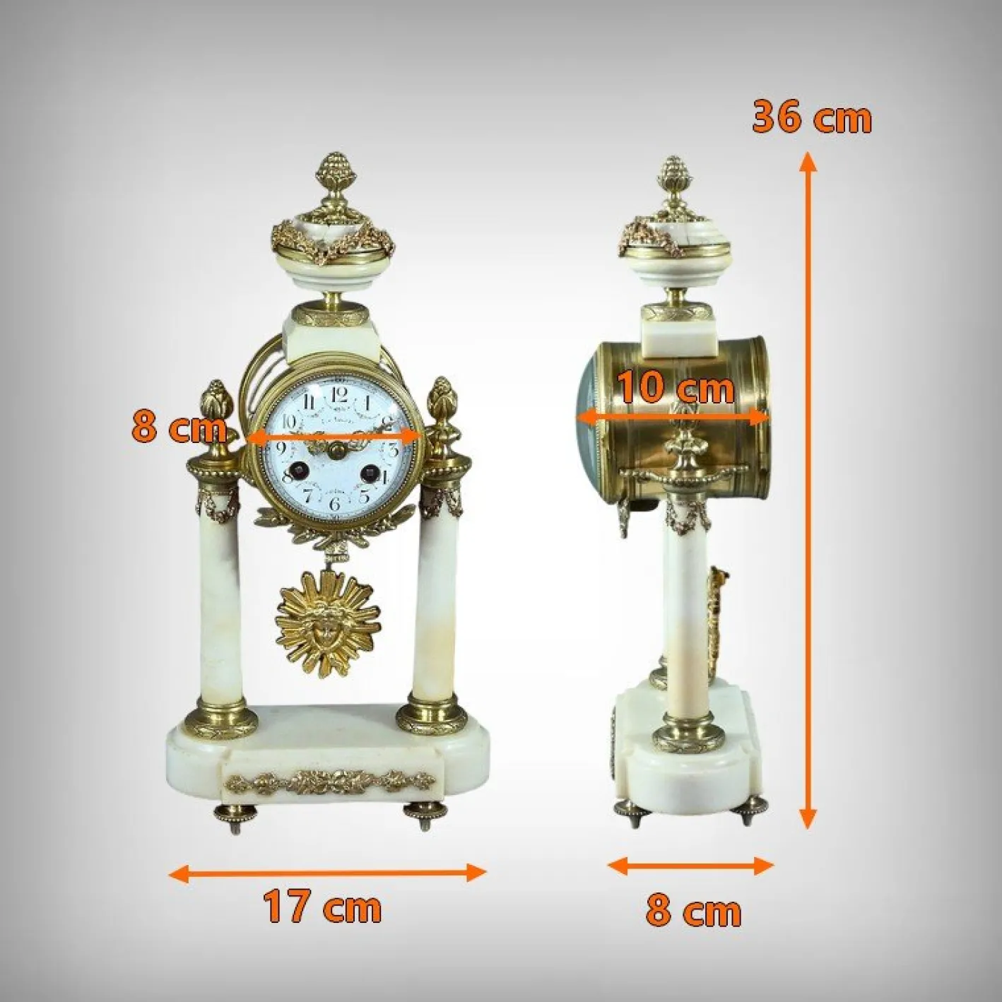 Uhr aus Marmor & Bronze im Louis XVI Stil von Mougin, 1889