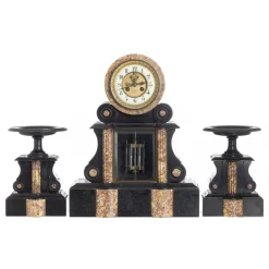 Uhr Garnitur Set, 19. Jahrhundert, 3er Set