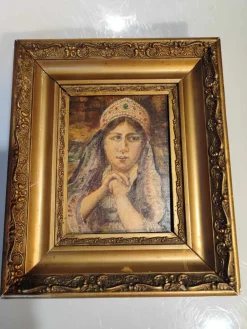 Ukrainisches Mädchen, 1910, Öl auf Holz, gerahmt