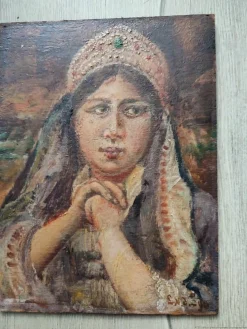 Ukrainisches Mädchen, 1910, Öl auf Holz, gerahmt