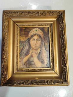 Ukrainisches Mädchen, 1910, Öl auf Holz, gerahmt
