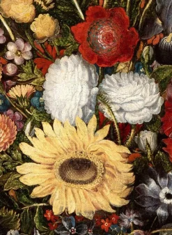 Unbekannt, Blumenvase in einer Metallvase mit Maske, Ölgemälde, Frühes 17. Jahrhundert