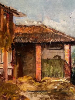 Unbekannter Künstler, The Farm, Öl auf Leinwand