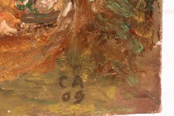 Unbekannt, Junge Frau unter Sonnenblumen, 1909, Öl auf Leinwand