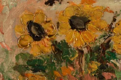 Unbekannt, Junge Frau unter Sonnenblumen, 1909, Öl auf Leinwand