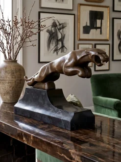 Unbekannt, Panther Skulptur, 2000er, Bronze