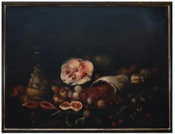 Unbekannt, Stillleben mit Früchten, Ölfarbe auf Leinwand, 17. Jh.