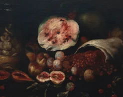 Unbekannt, Stillleben mit Früchten, Ölfarbe auf Leinwand, 17. Jh.