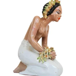 Ungarische Bemalte Art Deco Keramik Skulptur