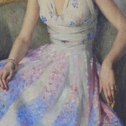 Unknown, Portrait of a Elegant Young Woman Sitting in..., 1945, Ölgemälde