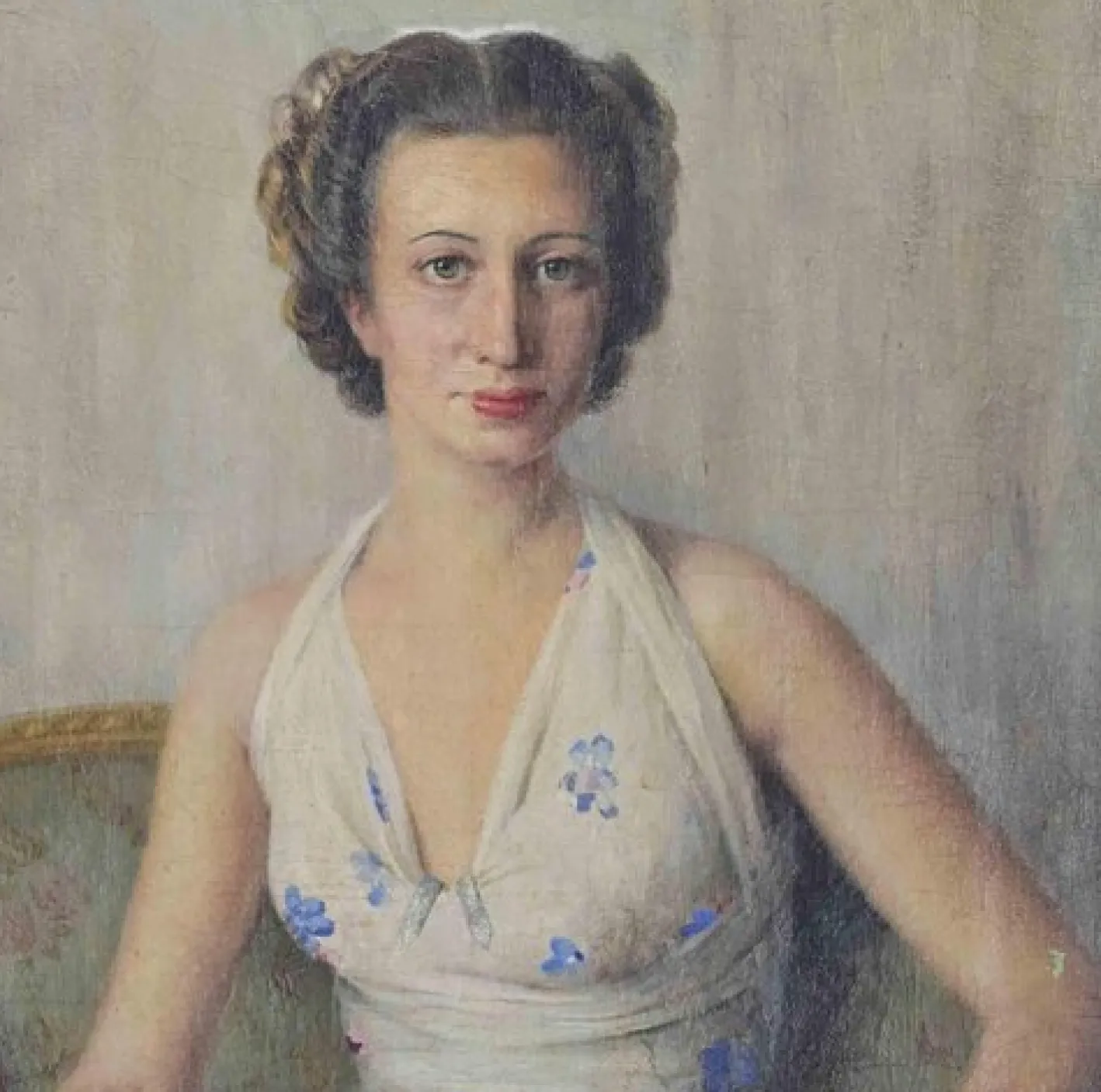 Unknown, Portrait of a Elegant Young Woman Sitting in..., 1945, Ölgemälde
