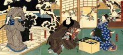 Utagawa Hirosada, Nakamura Nanji II, Original Triptychon mit Holzschnitt, 1850er