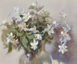 Valery Bayda, Anemones, 2025, Öl auf Karton