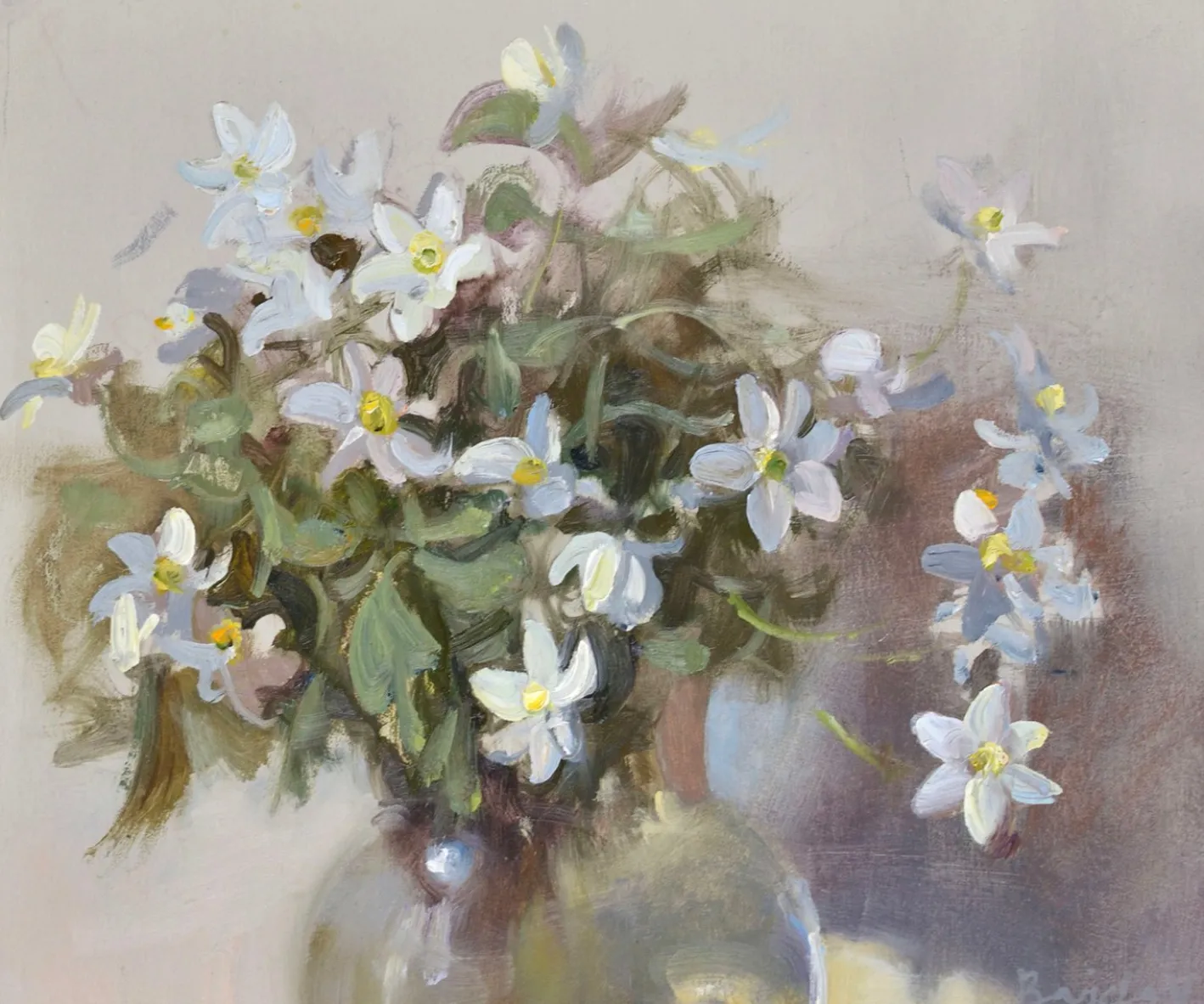 Valery Bayda, Anemones, 2025, Öl auf Karton