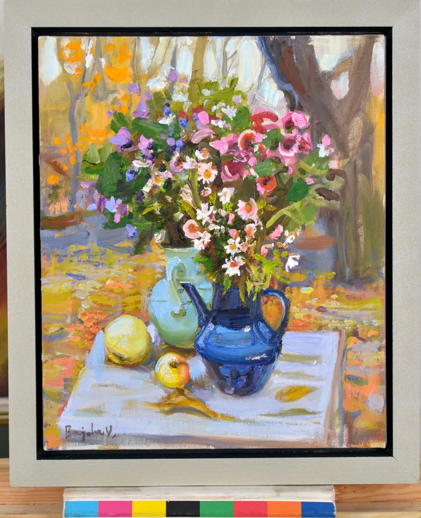 Valery Bayda, September, Flowers, 2025, Öl auf Leinwand & Karton