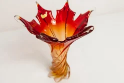 Vase aus Muranoglas in Orange & Rot von Fratelli Toso, 1960er