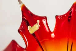 Vase aus Muranoglas in Orange & Rot von Fratelli Toso, 1960er