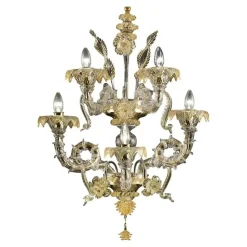 Venezianische Ca Rezzonico Murano Glas Wandleuchte mit Blattgold und Blumen von Simoeng für Simoeng