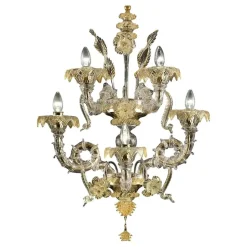 Venezianische Ca Rezzonico Murano Glas Wandleuchte mit Blattgold und Blumen von Simoeng für Simoeng