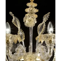 Venezianische Ca Rezzonico Murano Glas Wandleuchte mit Blattgold und Blumen von Simoeng für Simoeng