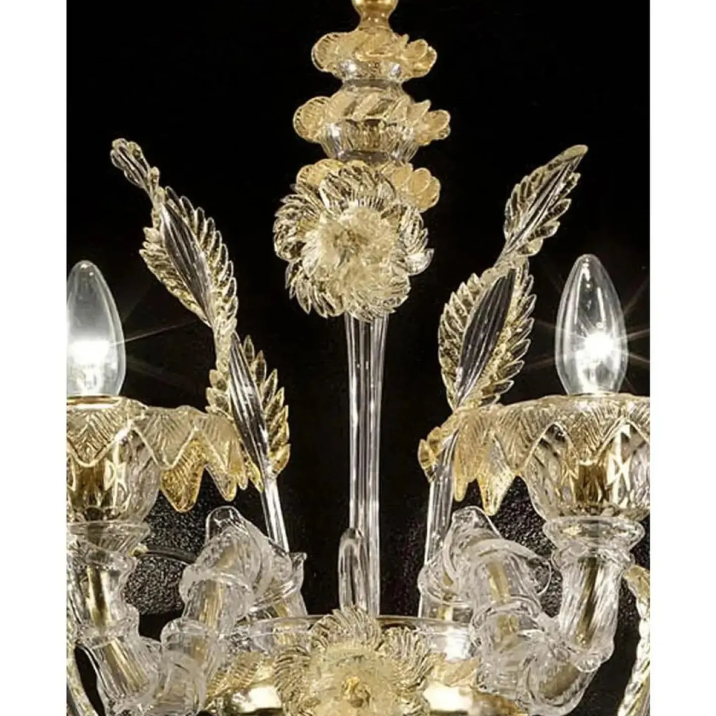 Venezianische Ca Rezzonico Murano Glas Wandleuchte mit Blattgold und Blumen von Simoeng für Simoeng
