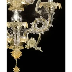 Venezianische Ca Rezzonico Murano Glas Wandleuchte mit Blattgold und Blumen von Simoeng für Simoeng